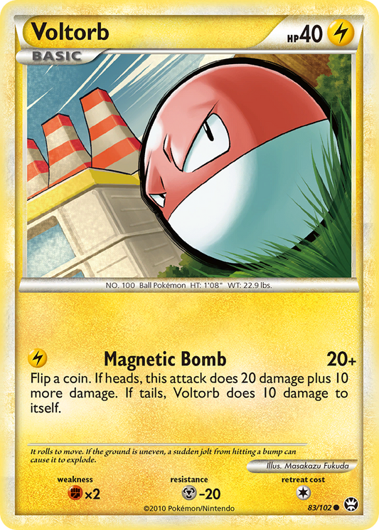 Voltorb 83/102 Common | HS—Triumphant | Pokemon Card