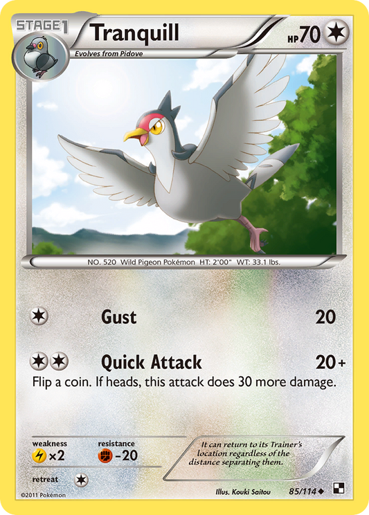 Tranquill 85/114 Uncommon | Black & White | Pokemon Card