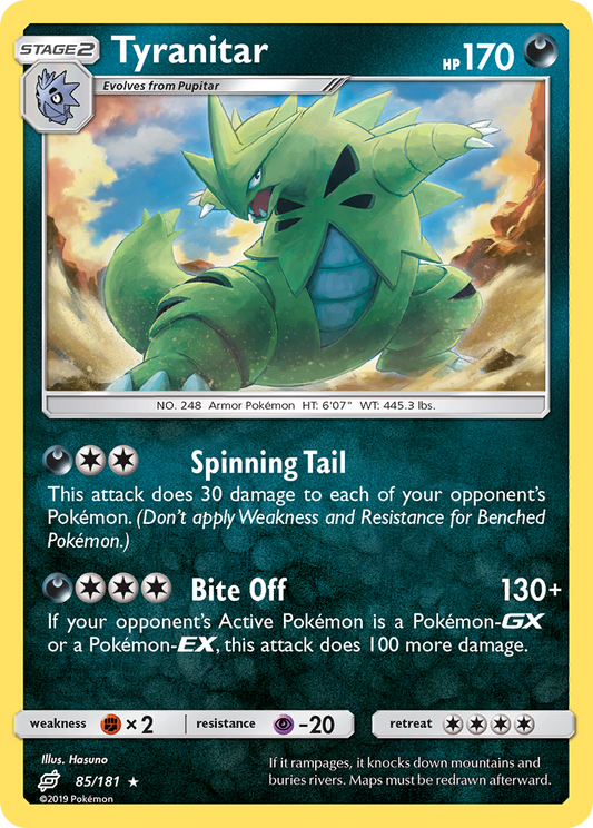 Tyranitar 85/181 Rare Holo | Team Up | Pokemon Card