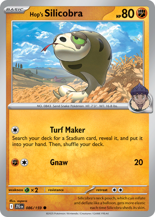 Hop's Silicobra 86/159 Common | Journey Together | Pokemon Card