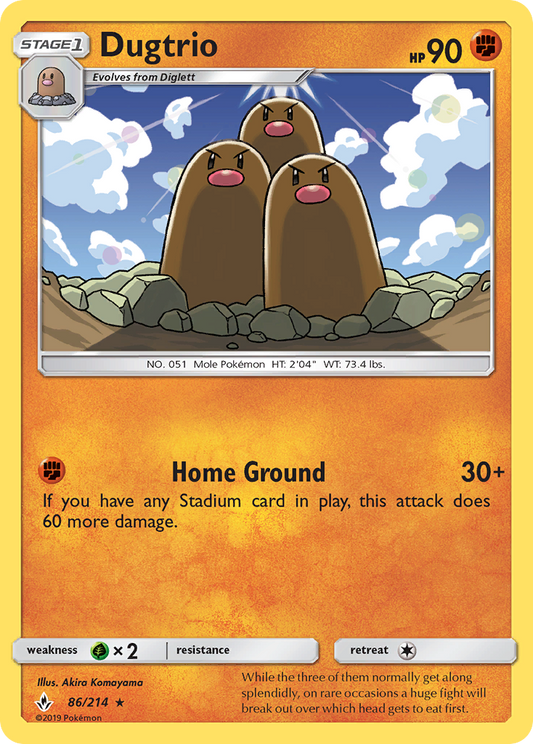 Dugtrio 86/214 Rare | Unbroken Bonds | Pokemon Card