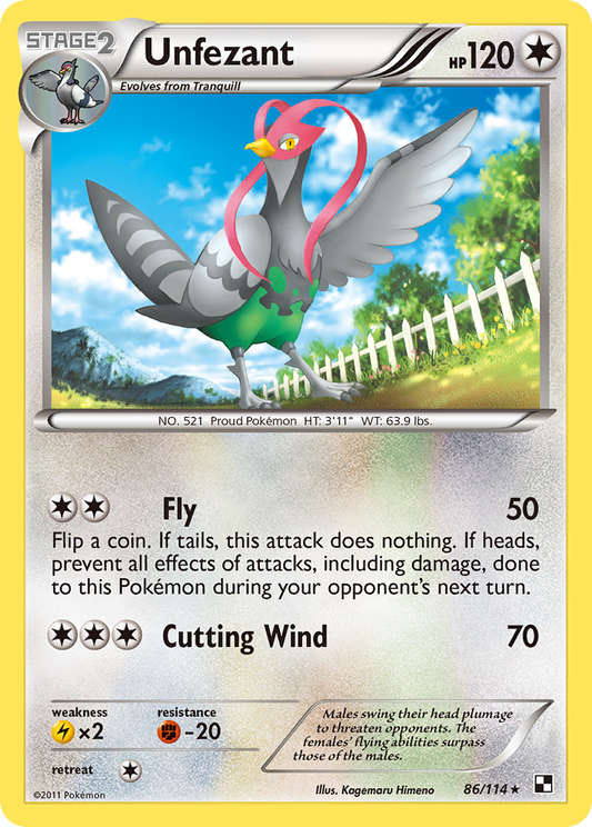 Unfezant 86/114 Rare | Black & White | Pokemon Card