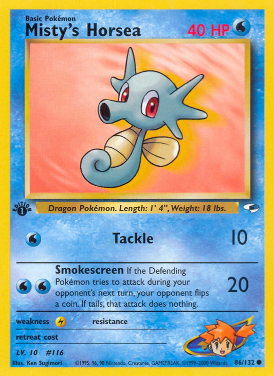 Misty's Horsea 86/132 Common | Gym Heroes | Pokemon Card