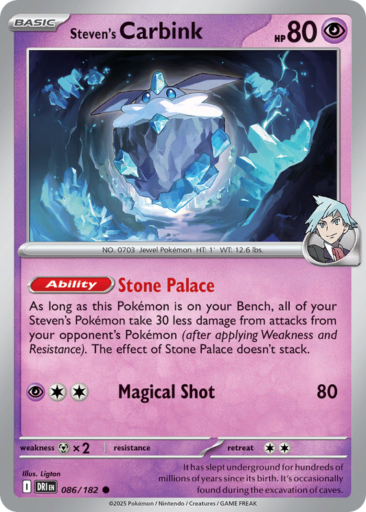 Steven's Carbink 86/182 Common | Destined Rivals | Pokemon Card