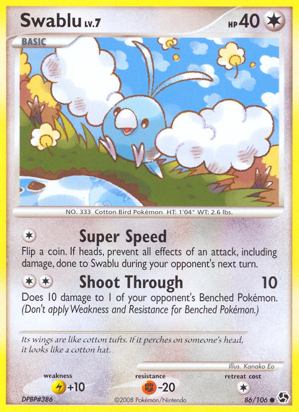 Swablu 86/106 Common | Great Encounters | Pokemon Card