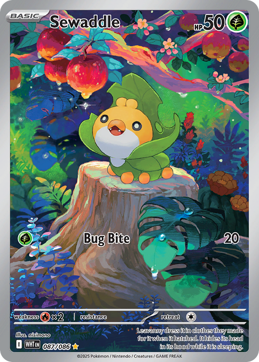 Sewaddle 87/86 Illustration Rare | White Flare | Pokemon Card