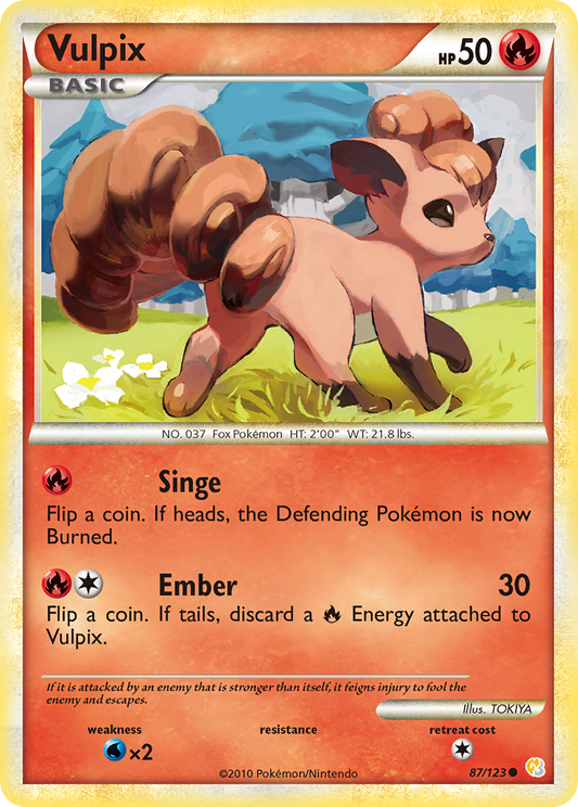Vulpix 87/123 Common | HeartGold & SoulSilver | Pokemon Card