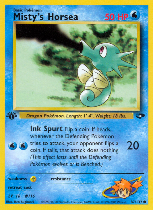 Misty's Horsea 87/132 Common | Gym Challenge | Pokemon Card