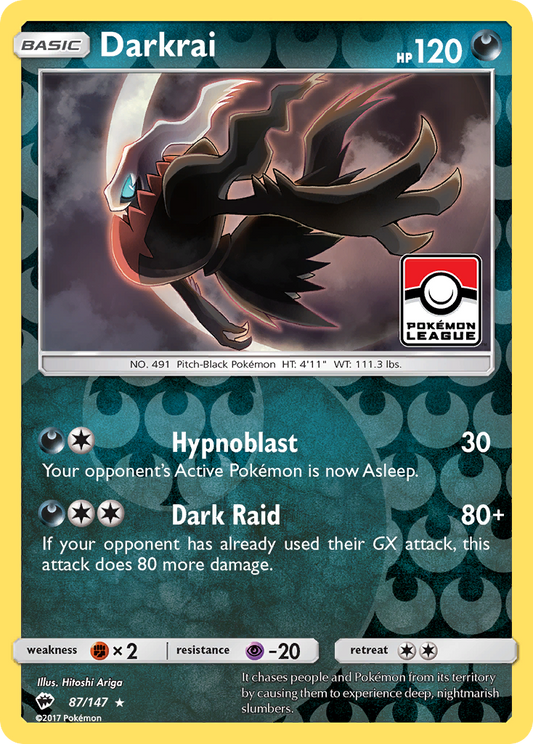 Darkrai 87/147 Rare Holo | Burning Shadows | Pokemon Card