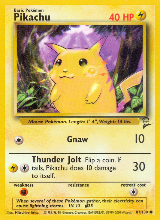 Pikachu 87/130 Common | Base Set 2 | Pokemon Card