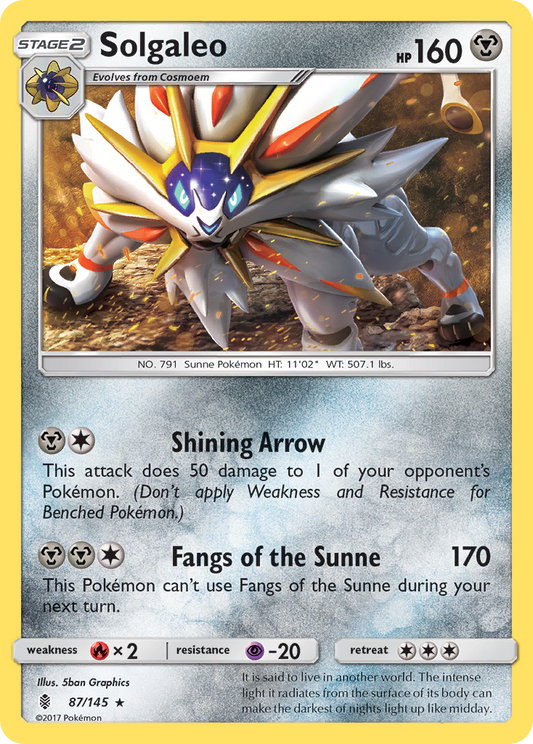 Solgaleo 87/145 Rare | Guardians Rising | Pokemon Card