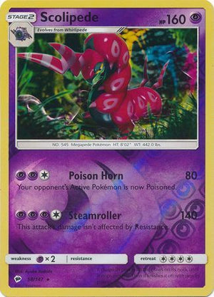 Scolipede 58/147 Reverse Holo | Burning Shadows | Pokemon Card