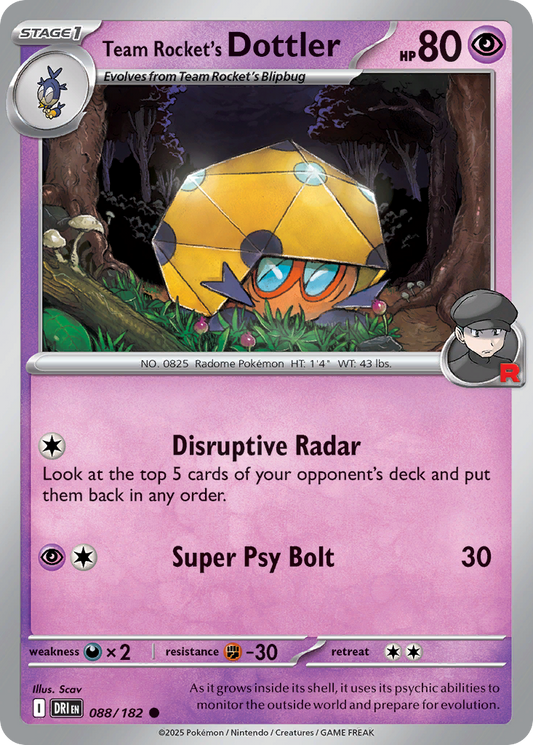 Team Rocket's Dottler 88/182 Common | Destined Rivals | Pokemon Card