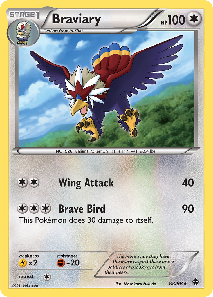 Braviary 88/98 Rare Holo | Emerging Powers | Pokemon Card