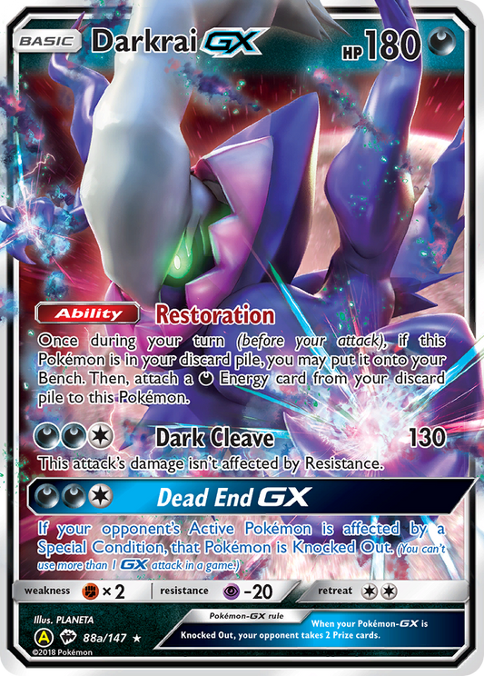 Darkrai-GX 88a/147 Rare Holo GX | Burning Shadows | Pokemon Card
