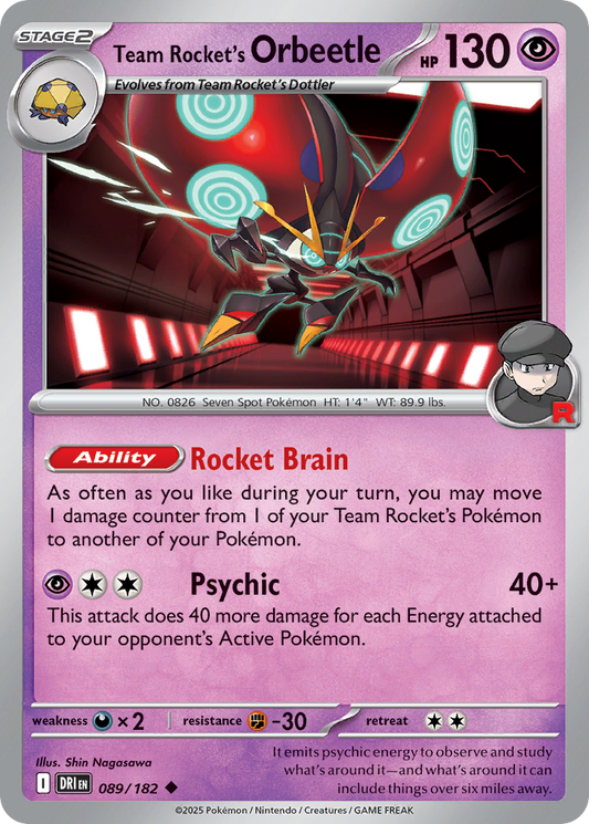 Team Rocket's Orbeetle 89/182 Uncommon | Destined Rivals | Pokemon Card