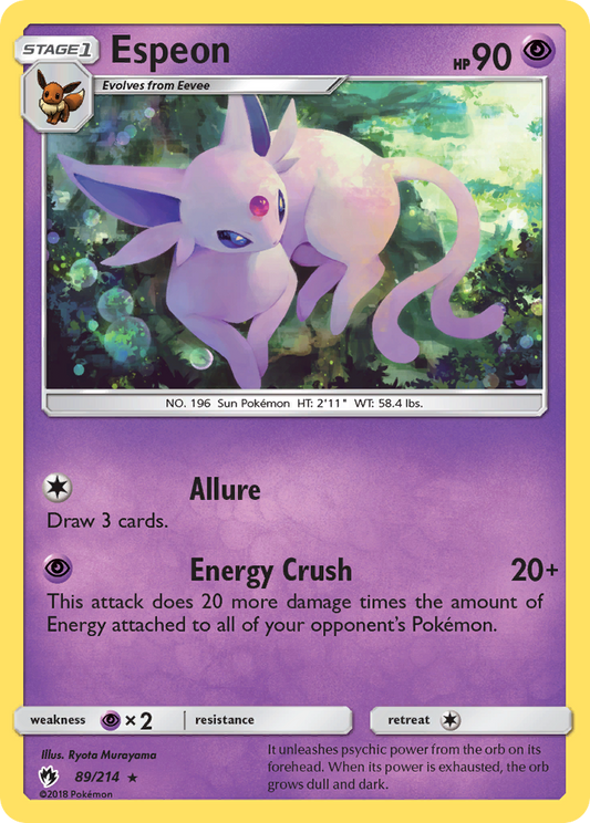 Espeon 89/214 Rare | Lost Thunder | Pokemon Card