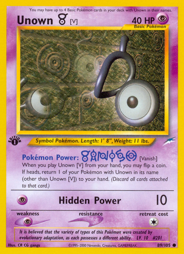Unown [V] 89/105 Common | Neo Destiny | Pokemon Card