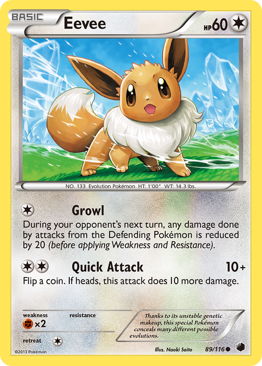 Eevee 89/116 Common | Plasma Freeze | Pokemon Card