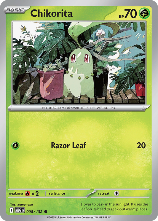 Chikorita 8/132 Common | Mega Evolution | Pokemon Card