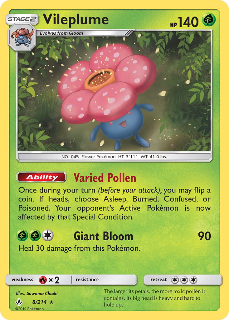 Vileplume 8/214 Rare Holo | Unbroken Bonds | Pokemon Card