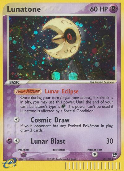 Lunatone 8/100 Rare Holo | Sandstorm | Pokemon Card