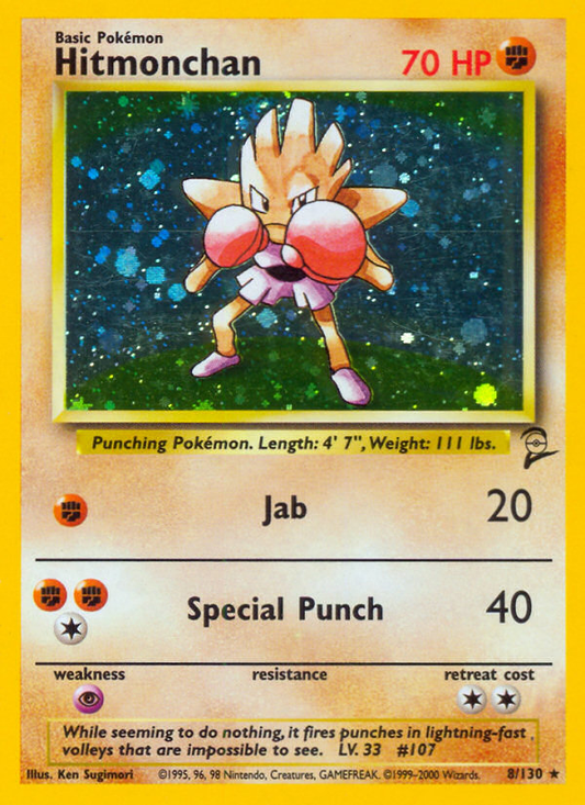 Hitmonchan 8/130 Rare Holo | Base Set 2 | Pokemon Card