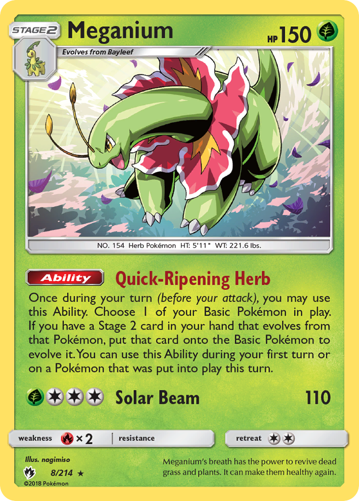 Meganium 8/214 Rare Holo | Lost Thunder | Pokemon Card