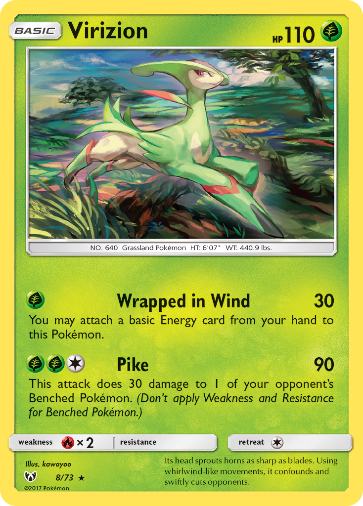 Virizion 8/73 Rare Holo | Shining Legends | Pokemon Card