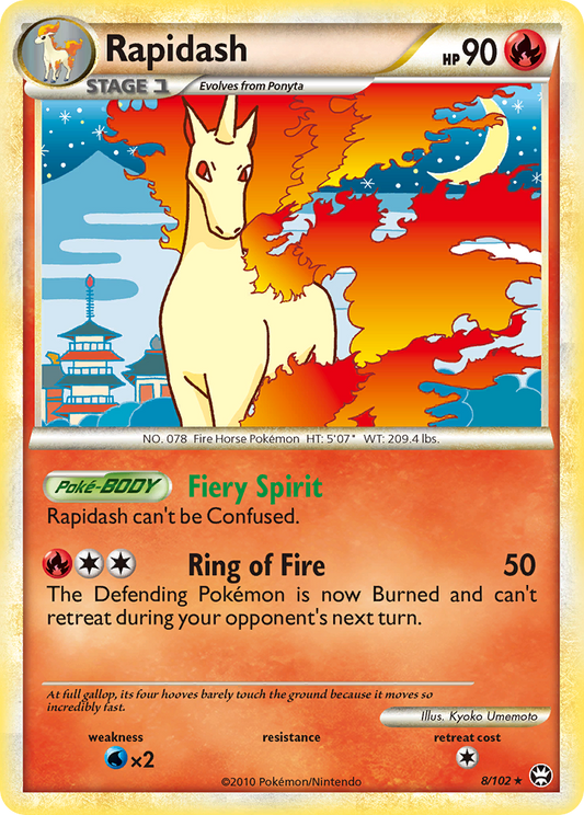 Rapidash 8/102 Rare Holo | HS—Triumphant | Pokemon Card