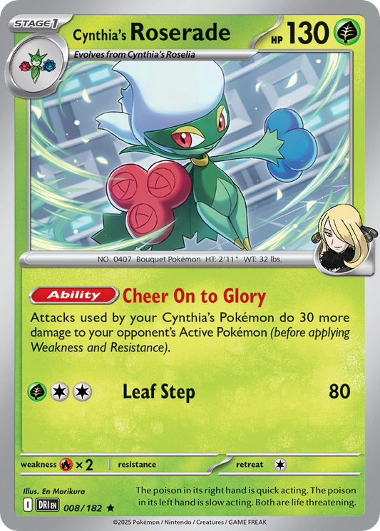 Cynthia's Roserade 8/182 Rare | Destined Rivals | Pokemon Card