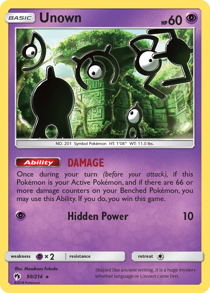 Unown 90/214 Rare | Lost Thunder | Pokemon Card