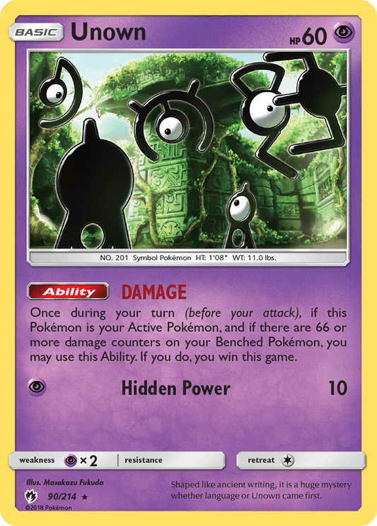 Unown 90/214 Rare | Lost Thunder | Pokemon Card