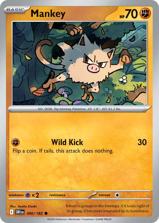 Mankey 90/182 Common | Destined Rivals | Pokemon Card
