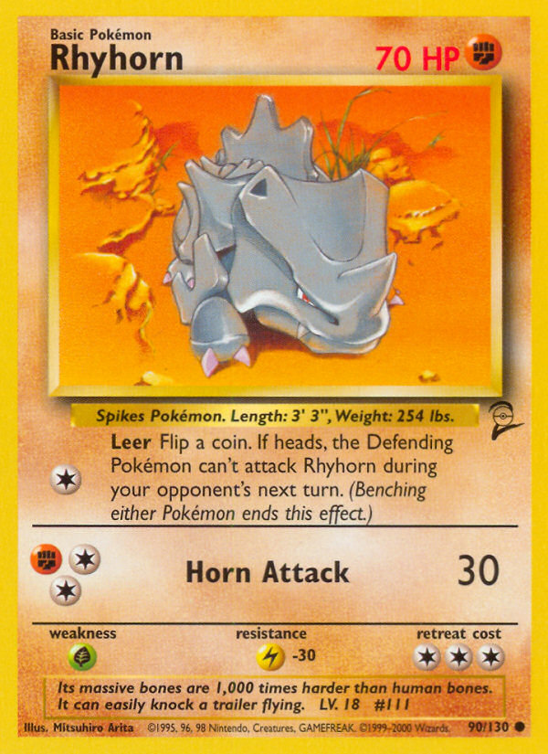 Rhyhorn 90/130 Common | Base Set 2 | Pokemon Card