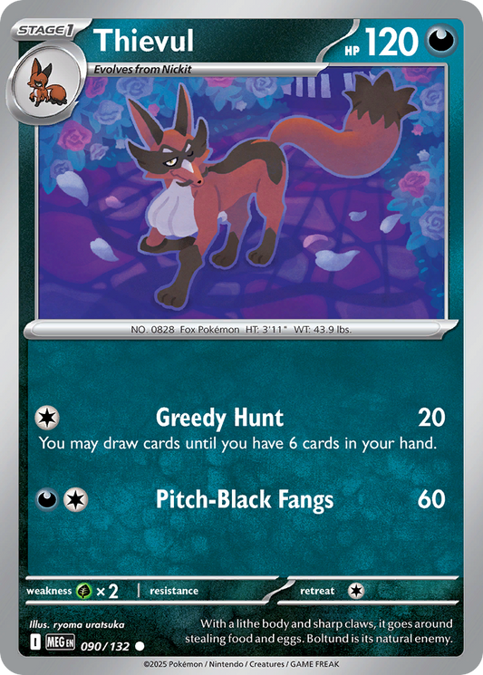 Thievul 90/132 Common | Mega Evolution | Pokemon Card