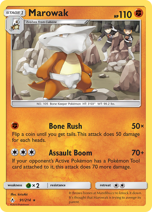 Marowak 91/214 Rare | Unbroken Bonds | Pokemon Card