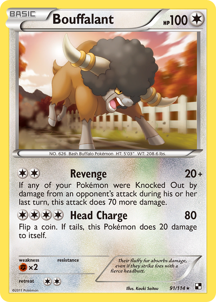Bouffalant 91/114 Rare | Black & White | Pokemon Card