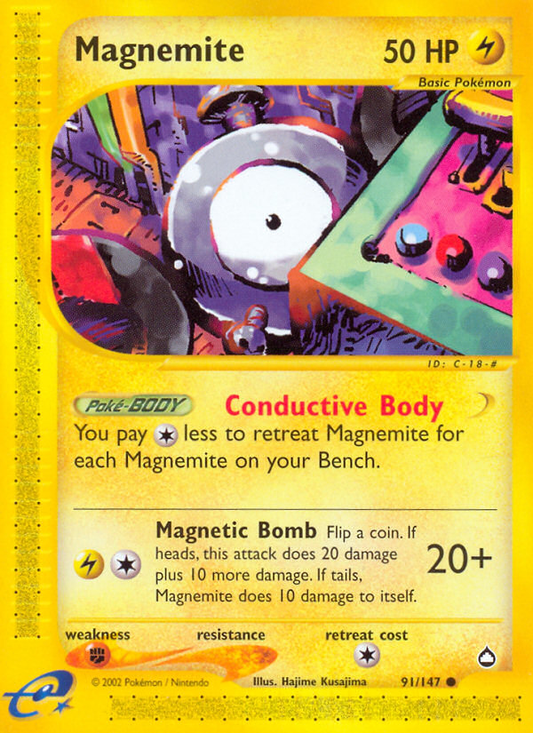 Magnemite 91/147 Common | Aquapolis | Pokemon Card