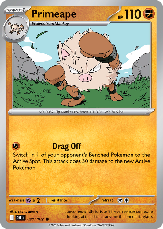 Primeape 91/182 Common | Destined Rivals | Pokemon Card