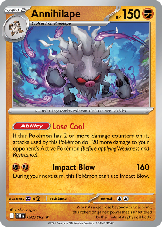 Annihilape 92/182 Rare | Destined Rivals | Pokemon Card