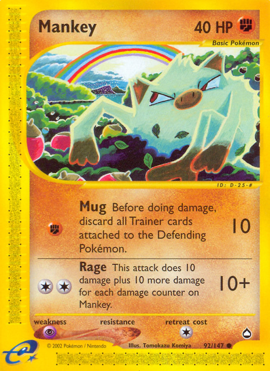 Mankey 92/147 Common | Aquapolis | Pokemon Card