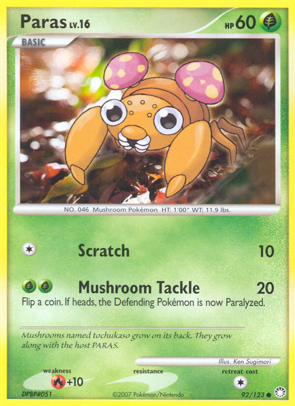 Paras 92/123 Common | Mysterious Treasures | Pokemon Card
