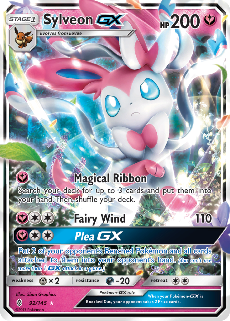 Sylveon-GX 92/145 Rare Holo GX | Guardians Rising | Pokemon Card