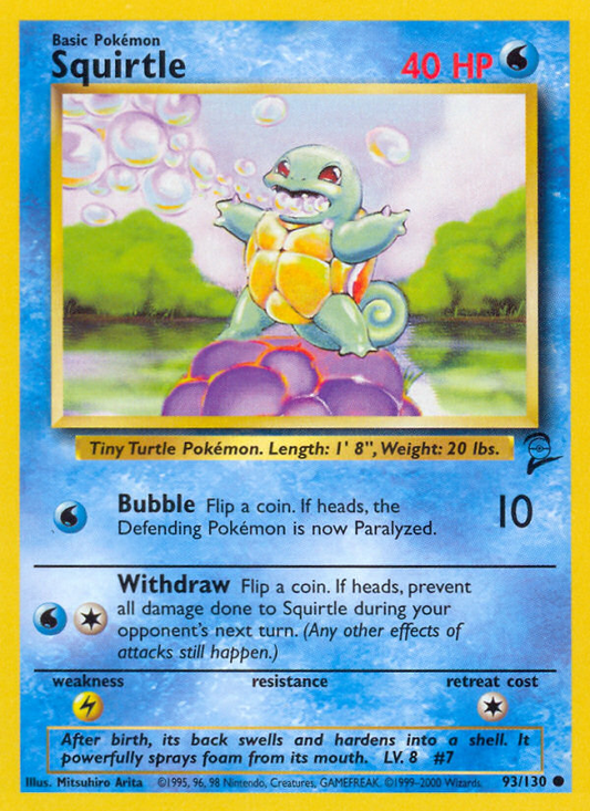 Squirtle 93/130 Common | Base Set 2 | Pokemon Card