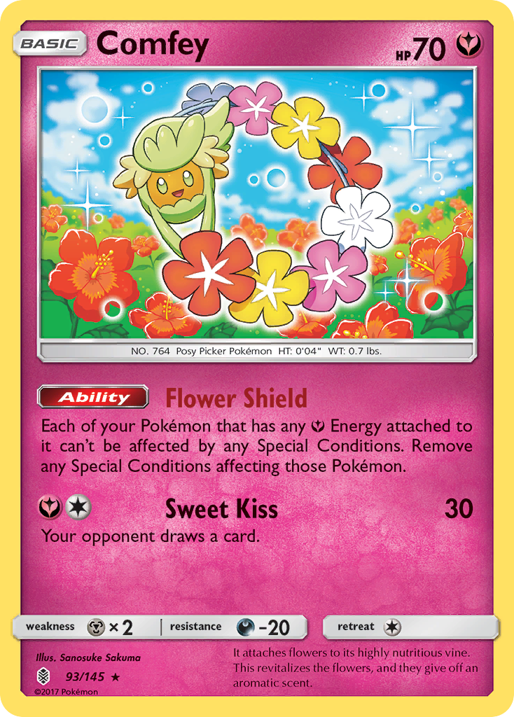 Comfey 93/145 Rare Holo | Guardians Rising | Pokemon Card