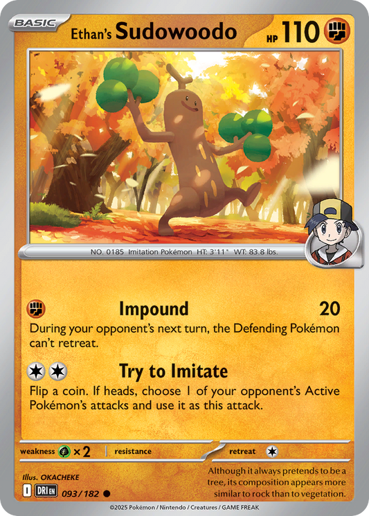 Ethan's Sudowoodo 93/182 Common | Destined Rivals | Pokemon Card