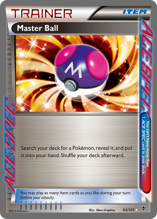 Master Ball 94/101 Rare ACE | Plasma Blast | Pokemon Card