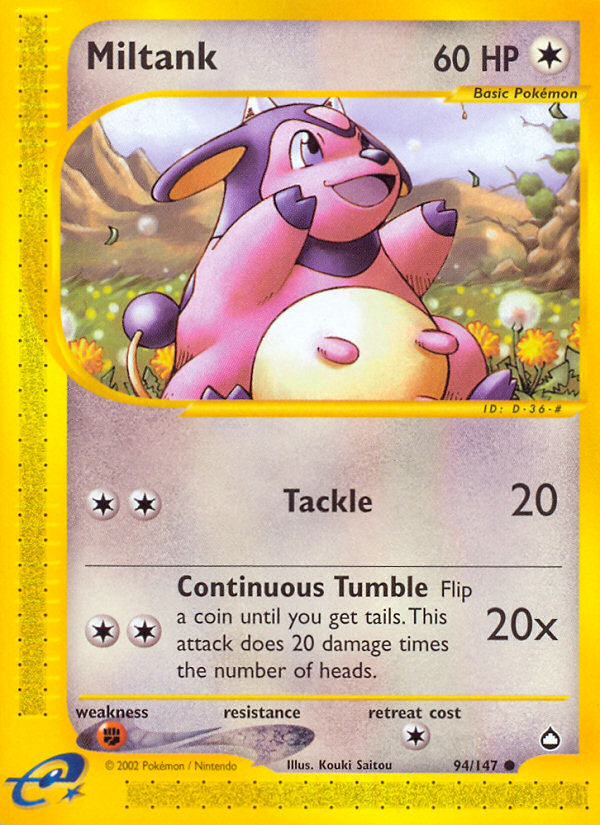 Miltank 94/147 Common | Aquapolis | Pokemon Card