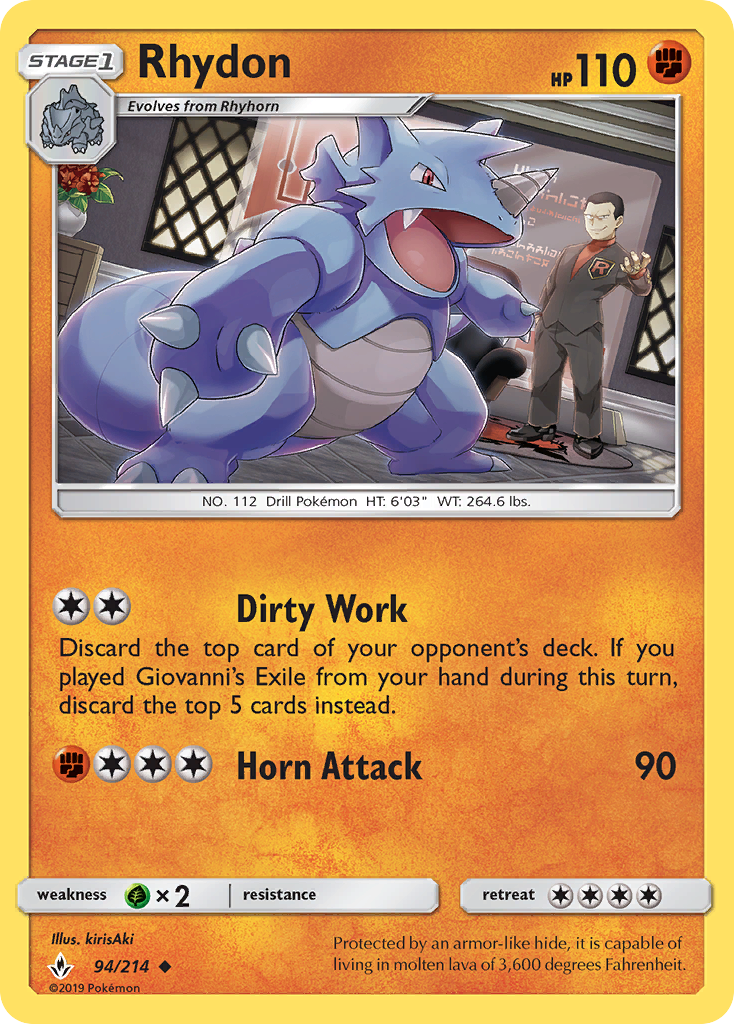 Rhydon 94/214 Uncommon | Unbroken Bonds | Pokemon Card